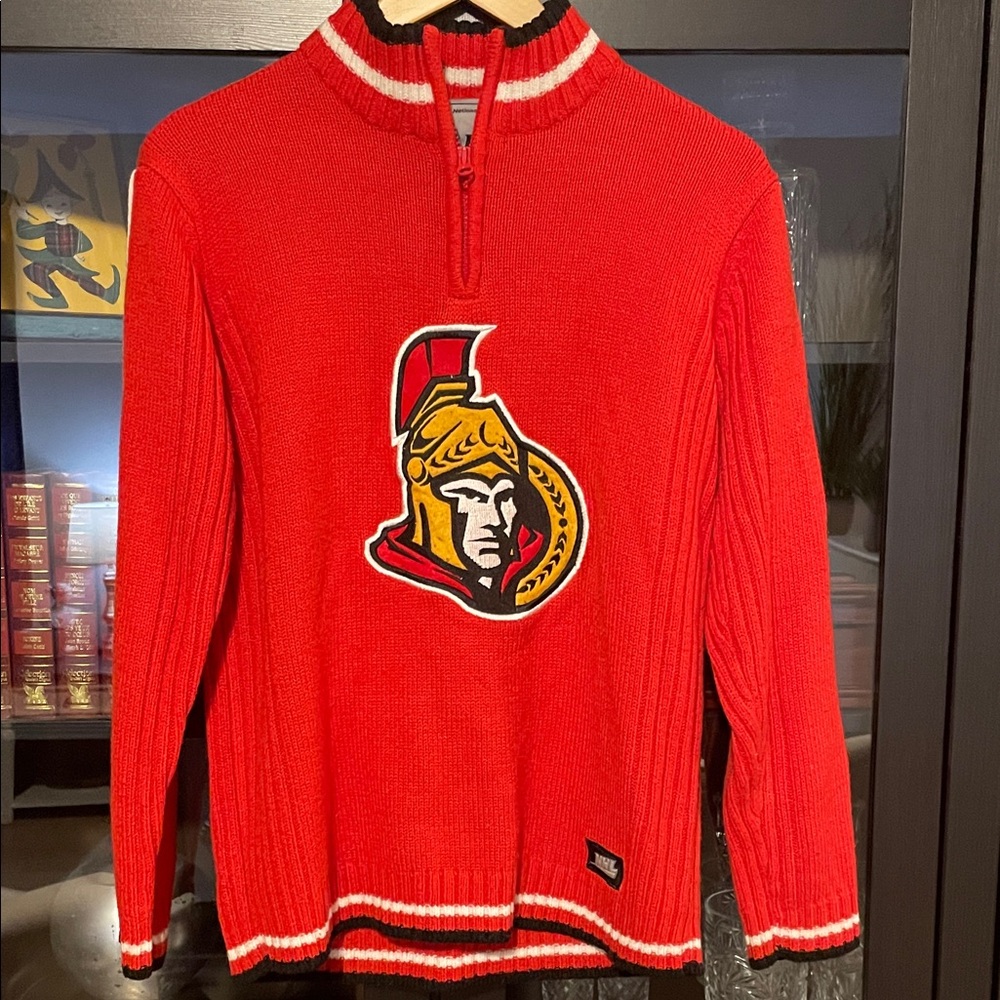 NHL Senators Red Zip-Up Sweater with Team Logo